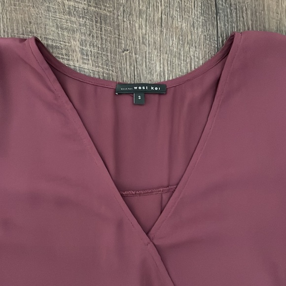 Mauve Asymmetrical Cross-Body Blouse - Women’s S - Picture 5 of 7
